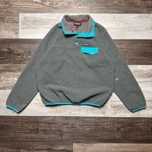 Patagonia Women's Synchilla Gray/Blue Fleece Snap T Pullover Size M